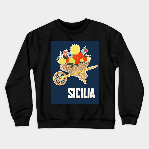 Estate in Sicilia, Travel Poster Crewneck Sweatshirt by BokeeLee